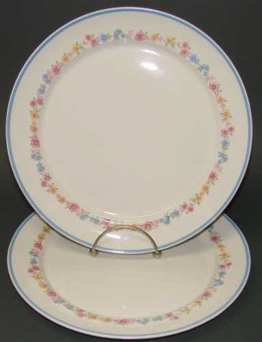 WS George DERWOOD Dinner Plates Blue Pink Yellow Floral