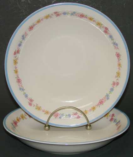 WS George DERWOOD Low Soup Bowl Blue Pink Yellow Floral